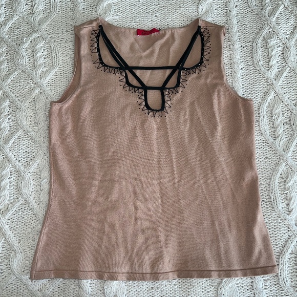 Vintage Y2K Beige Brown and Black Top - Picture 3 of 7